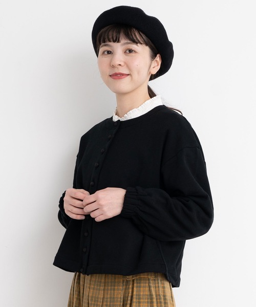 l'atelier du savon（アトリエドサボン）の「C/もちもち裏毛　カーディガン（カーディガン/ボレロ・レディース・ブラック/アイボリー・FREE）」の14枚目の写真