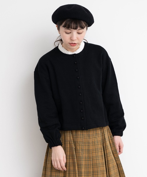 l'atelier du savon（アトリエドサボン）の「C/もちもち裏毛　カーディガン（カーディガン/ボレロ・レディース・ブラック/アイボリー・FREE）」の12枚目の写真