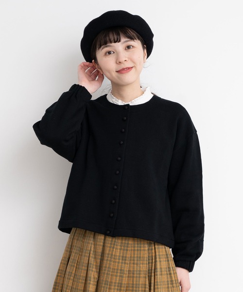 l'atelier du savon（アトリエドサボン）の「C/もちもち裏毛　カーディガン（カーディガン/ボレロ・レディース・ブラック/アイボリー・FREE）」の13枚目の写真