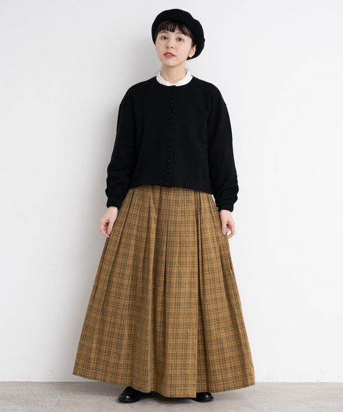 l'atelier du savon（アトリエドサボン）の「C/もちもち裏毛　カーディガン（カーディガン/ボレロ・レディース・ブラック/アイボリー・FREE）」の15枚目の写真