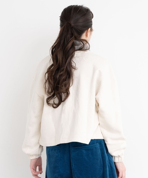 l'atelier du savon（アトリエドサボン）の「C/もちもち裏毛　カーディガン（カーディガン/ボレロ・レディース・ブラック/アイボリー・FREE）」の5枚目の写真