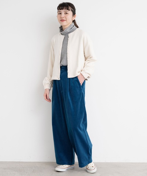 l'atelier du savon（アトリエドサボン）の「C/もちもち裏毛　カーディガン（カーディガン/ボレロ・レディース・ブラック/アイボリー・FREE）」の8枚目の写真