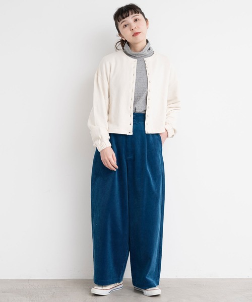 l'atelier du savon（アトリエドサボン）の「C/もちもち裏毛　カーディガン（カーディガン/ボレロ・レディース・ブラック/アイボリー・FREE）」の9枚目の写真