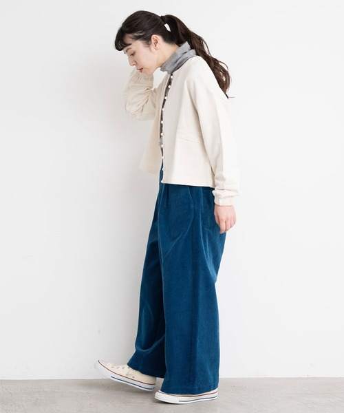 l'atelier du savon（アトリエドサボン）の「C/もちもち裏毛　カーディガン（カーディガン/ボレロ・レディース・ブラック/アイボリー・FREE）」の11枚目の写真