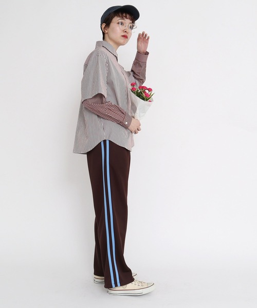 I am I in fact...（アイアムアイインファクト）の「●MULTI STRIPE レイヤードシャツ（シャツ/ブラウス・レディース・ブラウン/ブルー/ピンク・FREE）」の10枚目の写真