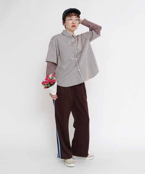 I am I in fact...（アイアムアイインファクト）の「●MULTI STRIPE レイヤードシャツ（シャツ/ブラウス・レディース・ブラウン/ブルー/ピンク・FREE）」の15枚目の写真