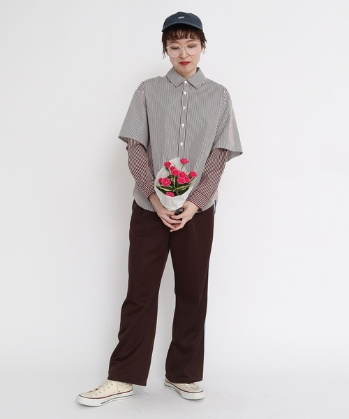 I am I in fact...（アイアムアイインファクト）の「●MULTI STRIPE レイヤードシャツ（シャツ/ブラウス・レディース・ブラウン/ブルー/ピンク・FREE）」の20枚目の写真