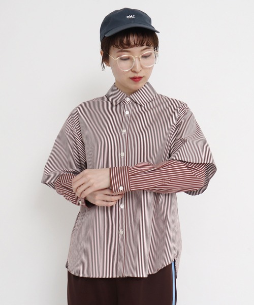 I am I in fact...（アイアムアイインファクト）の「●MULTI STRIPE レイヤードシャツ（シャツ/ブラウス・レディース・ブラウン/ブルー/ピンク・FREE）」の4枚目の写真