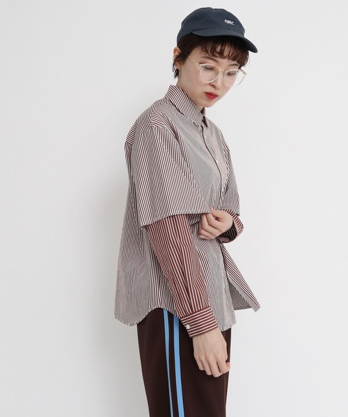I am I in fact...（アイアムアイインファクト）の「●MULTI STRIPE レイヤードシャツ（シャツ/ブラウス・レディース・ブラウン/ブルー/ピンク・FREE）」の7枚目の写真