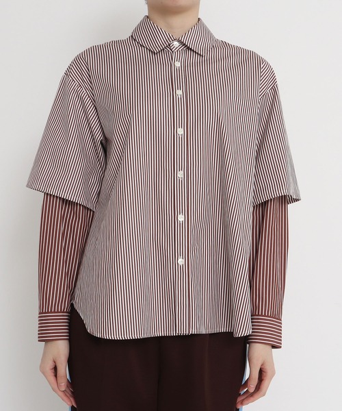 I am I in fact...（アイアムアイインファクト）の「●MULTI STRIPE レイヤードシャツ（シャツ/ブラウス・レディース・ブラウン/ブルー/ピンク・FREE）」の13枚目の写真