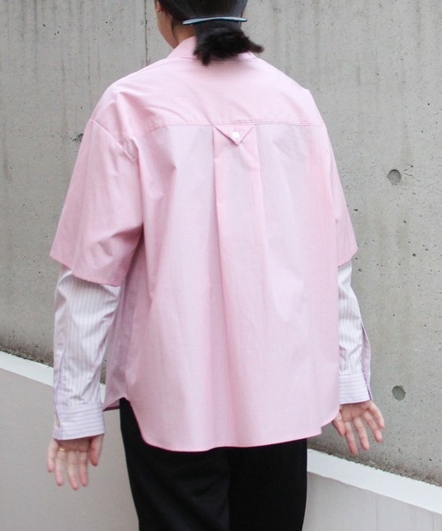 I am I in fact...（アイアムアイインファクト）の「●MULTI STRIPE レイヤードシャツ（シャツ/ブラウス・レディース・ブラウン/ブルー/ピンク・FREE）」の6枚目の写真