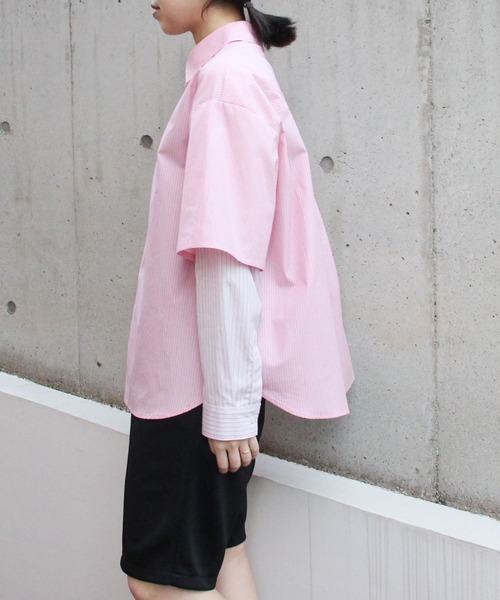 I am I in fact...（アイアムアイインファクト）の「●MULTI STRIPE レイヤードシャツ（シャツ/ブラウス・レディース・ブラウン/ブルー/ピンク・FREE）」の17枚目の写真