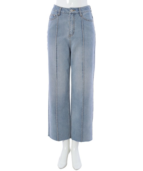 Edit Sheen（エディットシーン）の「センターシームカットオフストレートデニム（デニムパンツ・レディース・ライトブルー/ブルー・S/M/L）」の20枚目の写真