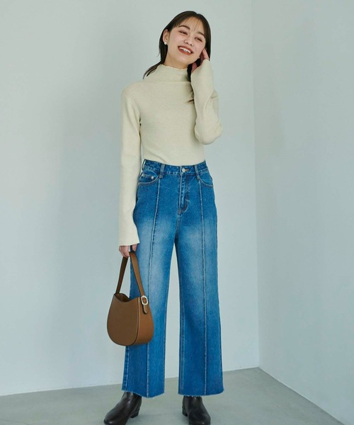 Edit Sheen（エディットシーン）の「センターシームカットオフストレートデニム（デニムパンツ・レディース・ライトブルー/ブルー・S/M/L）」の17枚目の写真