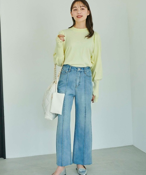 Edit Sheen（エディットシーン）の「センターシームカットオフストレートデニム（デニムパンツ・レディース・ライトブルー/ブルー・S/M/L）」の9枚目の写真