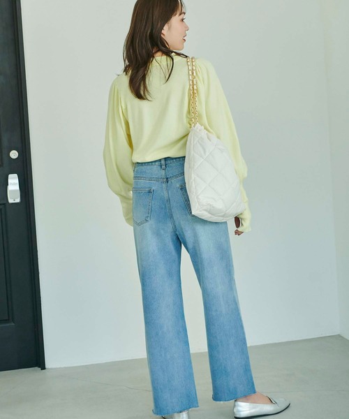 Edit Sheen（エディットシーン）の「センターシームカットオフストレートデニム（デニムパンツ・レディース・ライトブルー/ブルー・S/M/L）」の10枚目の写真