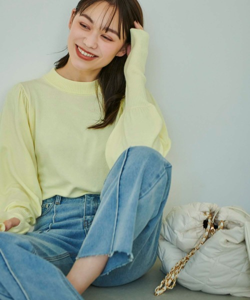 Edit Sheen（エディットシーン）の「センターシームカットオフストレートデニム（デニムパンツ・レディース・ライトブルー/ブルー・S/M/L）」の12枚目の写真