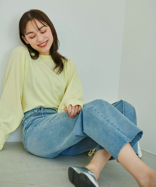 Edit Sheen（エディットシーン）の「センターシームカットオフストレートデニム（デニムパンツ・レディース・ライトブルー/ブルー・S/M/L）」の13枚目の写真