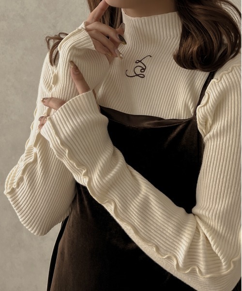 apres jour clair(アプレジュールクレア)の「【apres jour clair】指開きリブニット【ZOZOTOWN限定アイテム】(ニット/セーター・レディース・ダークブラウン/アイボリー・X-LARGE/フリー)」の1枚目の写真