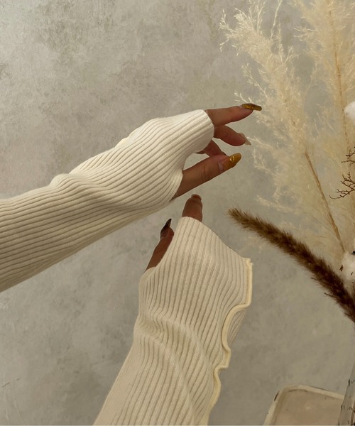 apres jour clair(アプレジュールクレア)の「【apres jour clair】指開きリブニット【ZOZOTOWN限定アイテム】(ニット/セーター・レディース・ダークブラウン/アイボリー・X-LARGE/フリー)」の11枚目の写真