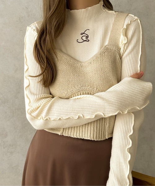 apres jour clair(アプレジュールクレア)の「【apres jour clair】指開きリブニット【ZOZOTOWN限定アイテム】(ニット/セーター・レディース・ダークブラウン/アイボリー・X-LARGE/フリー)」の14枚目の写真