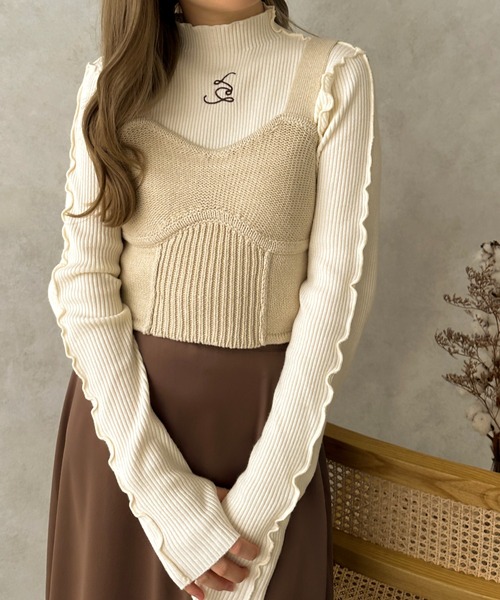 apres jour clair(アプレジュールクレア)の「【apres jour clair】指開きリブニット【ZOZOTOWN限定アイテム】(ニット/セーター・レディース・ダークブラウン/アイボリー・X-LARGE/フリー)」の15枚目の写真