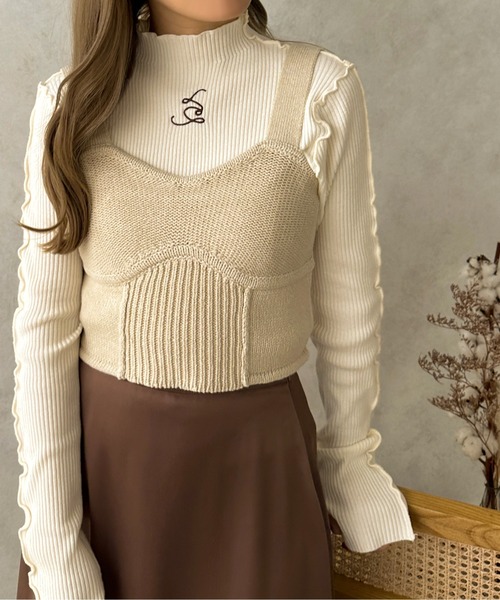 apres jour clair(アプレジュールクレア)の「【apres jour clair】指開きリブニット【ZOZOTOWN限定アイテム】(ニット/セーター・レディース・ダークブラウン/アイボリー・X-LARGE/フリー)」の12枚目の写真