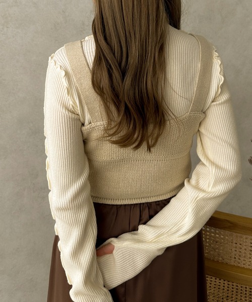apres jour clair(アプレジュールクレア)の「【apres jour clair】指開きリブニット【ZOZOTOWN限定アイテム】(ニット/セーター・レディース・ダークブラウン/アイボリー・X-LARGE/フリー)」の18枚目の写真