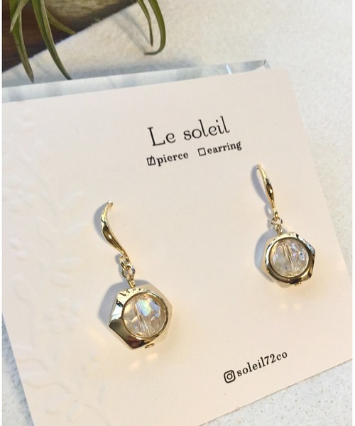 tone(トーン)の「【Le soleil】ヘキサゴン スワロフスキーピアス(MA)(ピアス(両耳用)・レディース・クリア/ブラック系その他・FREE)」の2枚目の写真