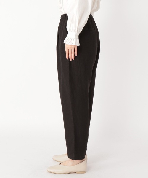 studio CLIP(スタディオクリップ)の「リネンミドルジャケットとテーパードパンツSET《オケージョンライン》(ノーカラージャケット・レディース・ブラック・FREE)」の4枚目の写真