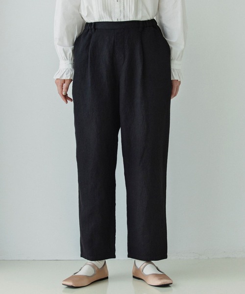 studio CLIP(スタディオクリップ)の「リネンミドルジャケットとテーパードパンツSET《オケージョンライン》(ノーカラージャケット・レディース・ブラック・FREE)」の15枚目の写真