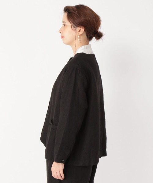 studio CLIP(スタディオクリップ)の「リネンミドルジャケットとテーパードパンツSET《オケージョンライン》(ノーカラージャケット・レディース・ブラック・FREE)」の12枚目の写真