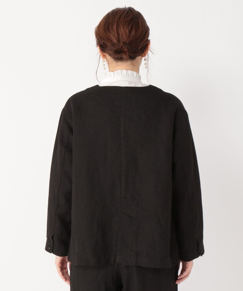 studio CLIP(スタディオクリップ)の「リネンミドルジャケットとテーパードパンツSET《オケージョンライン》(ノーカラージャケット・レディース・ブラック・FREE)」の3枚目の写真