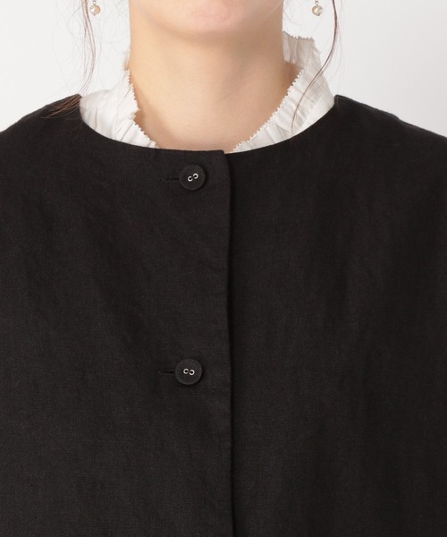 studio CLIP(スタディオクリップ)の「リネンミドルジャケットとテーパードパンツSET《オケージョンライン》(ノーカラージャケット・レディース・ブラック・FREE)」の10枚目の写真