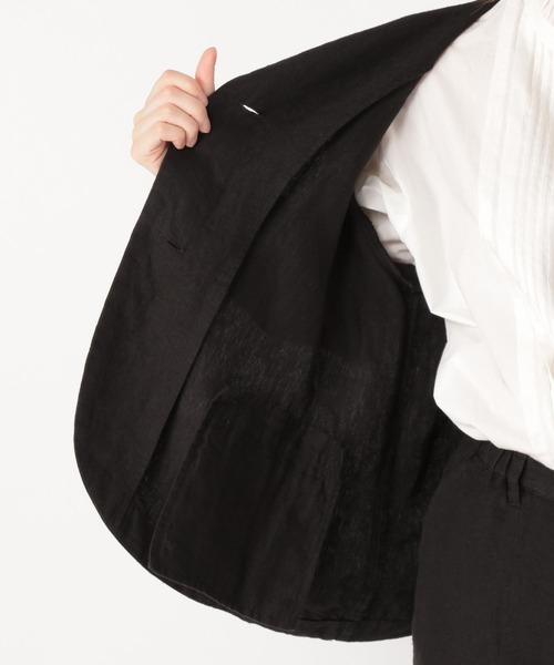 studio CLIP(スタディオクリップ)の「リネンミドルジャケットとテーパードパンツSET《オケージョンライン》(ノーカラージャケット・レディース・ブラック・FREE)」の7枚目の写真