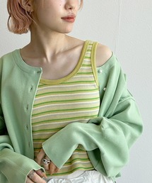 【カップ付き】マルチボーダータンクトップ