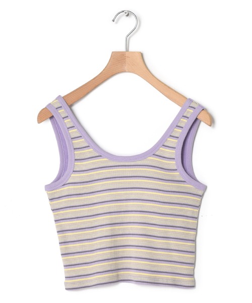 w closet（ダブルクローゼット）の「【カップ付き】マルチボーダータンクトップ（タンクトップ・レディース・グリーン系その他/イエロー系その他・FREE）」の8枚目の写真