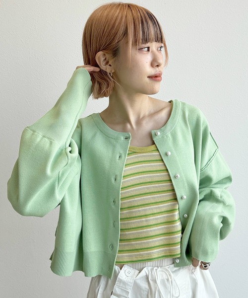 w closet（ダブルクローゼット）の「【カップ付き】マルチボーダータンクトップ（タンクトップ・レディース・グリーン系その他/イエロー系その他・FREE）」の14枚目の写真