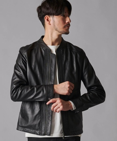 TETE HOMME(テットオム)の「イタリアンレザーブルゾン(ライダースジャケット・メンズ・ブラック・LARGE/MEDIUM/SMALL)」の3枚目の写真