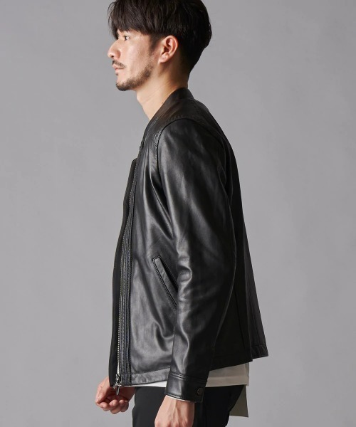 TETE HOMME(テットオム)の「イタリアンレザーブルゾン(ライダースジャケット・メンズ・ブラック・LARGE/MEDIUM/SMALL)」の4枚目の写真