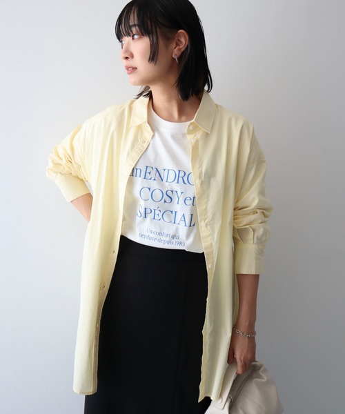 Green　Parks（グリーンパークス）の「オーバーシャツ（シャツ/ブラウス・レディース・オフホワイト/サックスブルー/ピンク/イエロー・FREE）」の3枚目の写真