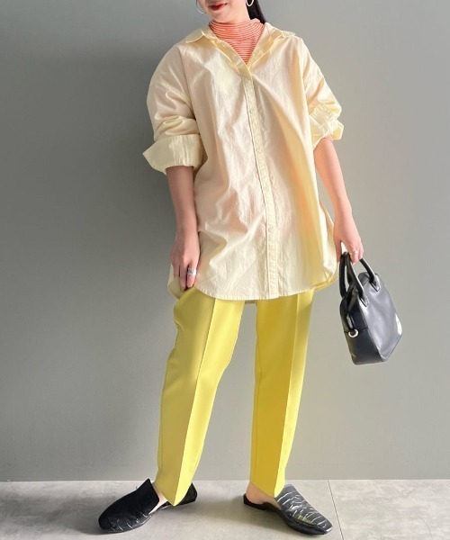 Green　Parks（グリーンパークス）の「オーバーシャツ（シャツ/ブラウス・レディース・オフホワイト/サックスブルー/ピンク/イエロー・FREE）」の6枚目の写真