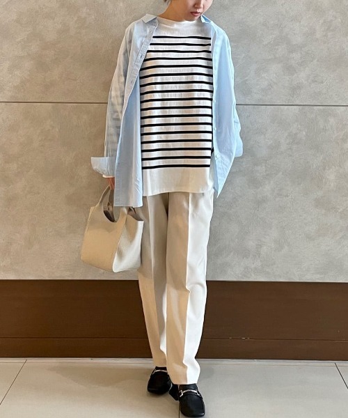 Green　Parks（グリーンパークス）の「オーバーシャツ（シャツ/ブラウス・レディース・オフホワイト/サックスブルー/ピンク/イエロー・FREE）」の7枚目の写真