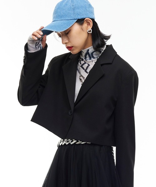 Narcissus（ナルシス）の「【Narcissus】ショートテーラージャケット（テーラードジャケット・レディース・ブラック/グレー・FREE）」の2枚目の写真