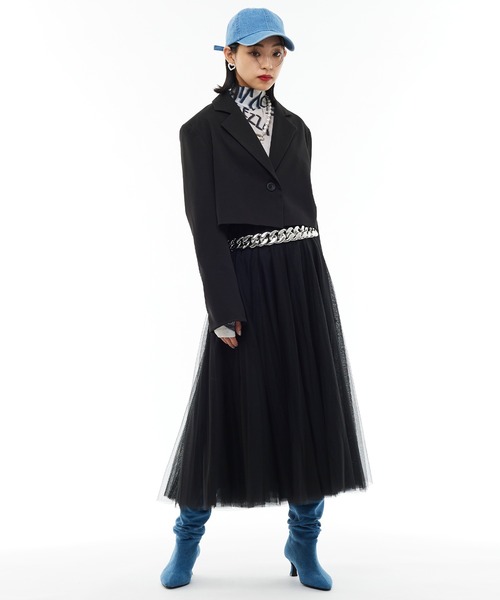 Narcissus（ナルシス）の「【Narcissus】ショートテーラージャケット（テーラードジャケット・レディース・ブラック/グレー・FREE）」の3枚目の写真