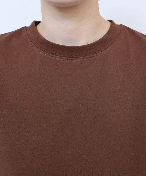 andme（アンドミー）の「USAコットン汗染み防止フレンチスリーブTシャツ（Tシャツ/カットソー・レディース・オフホワイト/ブラウン/ブラック/ターコイズブルー/ピンク/チャコールグレー・M）」の13枚目の写真