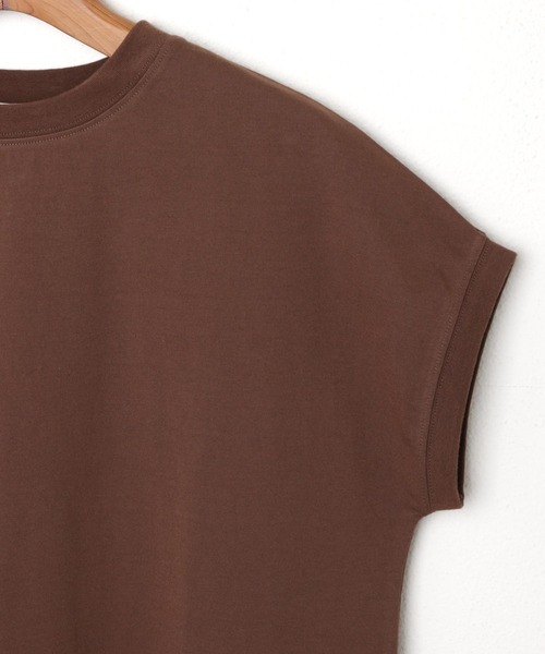 andme（アンドミー）の「USAコットン汗染み防止フレンチスリーブTシャツ（Tシャツ/カットソー・レディース・オフホワイト/ブラウン/ブラック/ターコイズブルー/ピンク/チャコールグレー・M）」の21枚目の写真