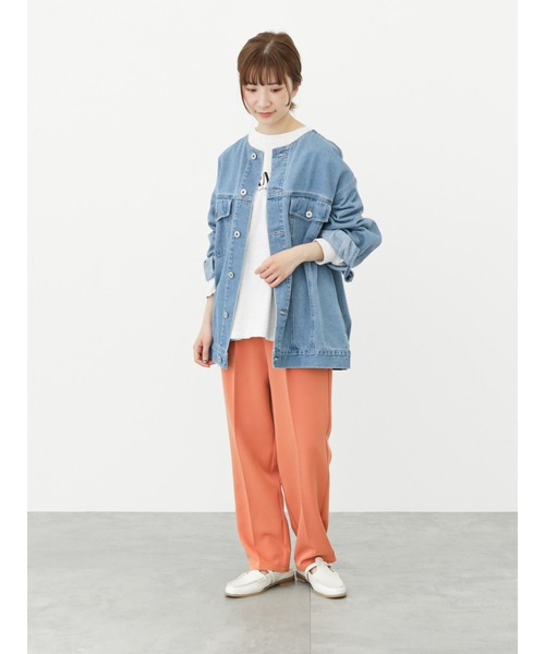 Samansa Mos2 blue(サマンサモスモスブルー)の「【ECO DENIM】ノーカラージャケット(ノーカラージャケット・レディース・オフホワイト/ネイビー/サックスブルー・フリ-)」の21枚目の写真