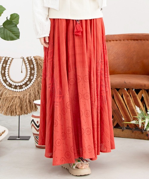 チャイハネ（チャイハネ）の「【チャイハネ】レリーアフレアスカート（スカート・レディース・グリーン/ブラック/イエロー/レッド/ホワイト/カーキ/ブルー/ブラウン/ライトイエロー/ダークブラウン/ターコイズブルー/オレンジ・FREE）」の12枚目の写真