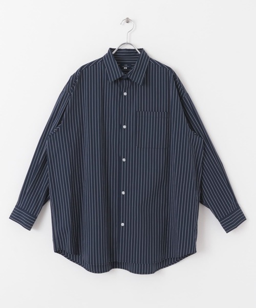 ITEMS URBANRESEARCH(アイテムズ アーバンリサーチ)の「オーバーサイズストライプシャツ(シャツ/ブラウス・メンズ・ブラック/ネイビー/ブルー・LARGE/MEDIUM)」の9枚目の写真